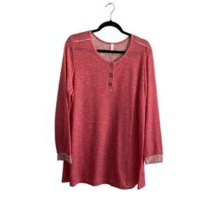 Pinkblush Women XL Pink Long Sleeve 3-Button Henley Lightweight Sweatshirt NWT